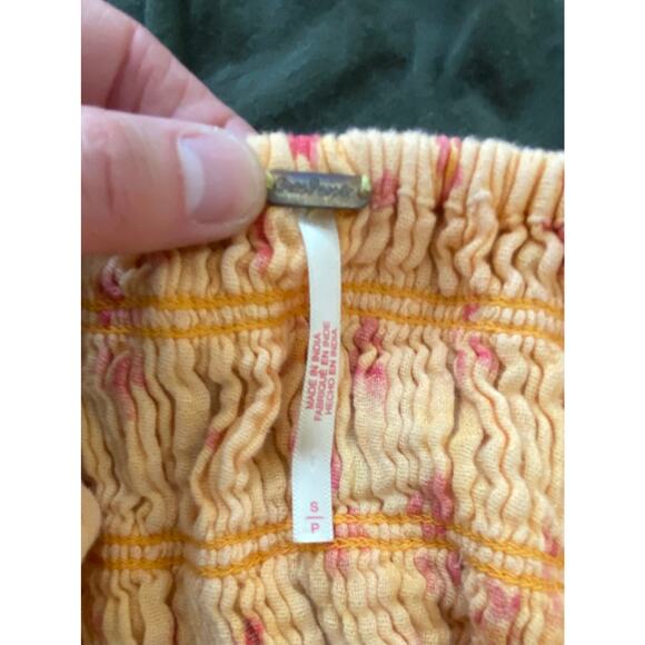 Free People Women's S Orange Smocked Tie Strap Maxi Sundress - Picture 5 of 7